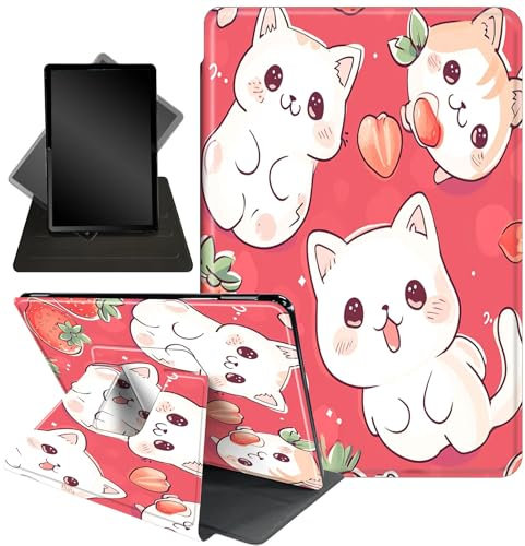 Case for Amazon Fire HD 8 Tablet (2018 2017 2016 Version,8th/7th/6th Generation),360 Degree Rotating Stand Smart Protective Cover Case for All-New Fire HD 8 (8th /6th / 7th),Cute Strawberry 0