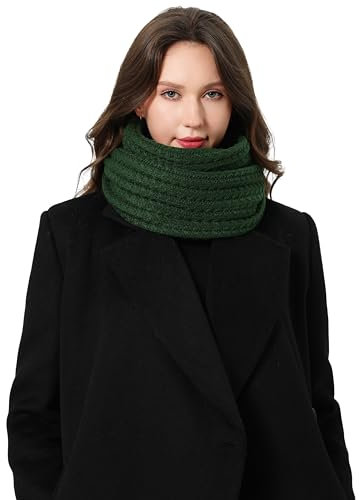 DonDon Schal Damen Winter Winterschal Strickschal Loop Schal Schlauchschal - Dunkelgrün
