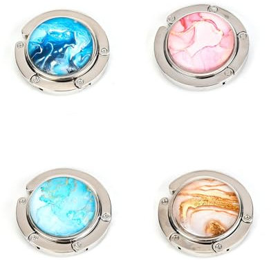 DEANKEJI 4 Different Styles Handbag Hook, 4.5 cm Bag Holder, Rubber Sole Bag Hooks, Handbag Hanger Suitable for Handbags, Umbrellas, and Charms