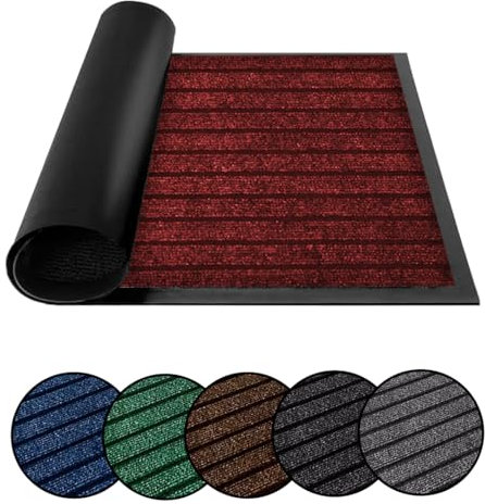 ZIYA HOMES Red Door Mat 40x60cm - Indoor & Outdoor Heavy Duty Floor Mat - Non Slip Rubber Back - Dirt Trapper Door Mat - Washable Doormats Rug, Barrier Mat Super Absorbent Front Doormat