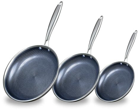 THE COOK'S COMPANY Non-Stick Frying Pan Set - 8-Inch, 9.5-Inch, 11-Inch Skillets with Premium Nonstick Coating for Easy Cleanup and Versatile Cooking