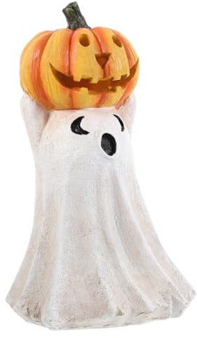 JOINPAYA Dekorative Kürbis Statue Geist Hält Einen Kürbis Spooky Halloween Ornament Harz Handwerk