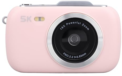 Digitalkamera, 5K 80 MP Autofokus-Vlogging-Kamera, 18-facher Digitalzoom, 2,8-Zoll-IPS-Bildschirm, Kompakte Videokamera mit Fülllicht für Anfänger (PINK)