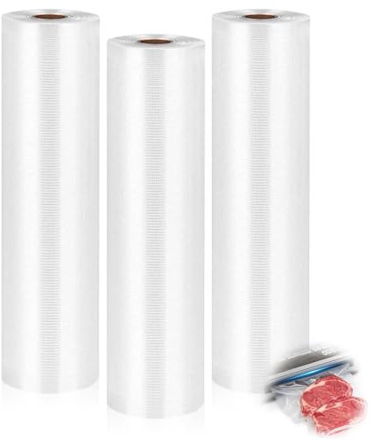 weiclianhp 3 Rouleaux 28x500 cm Sacs Sous Vide Alimentaires - Rouleau de Conservation Hermétique pour Aliments - Compatibles Toutes Machines Sous Vide, Sans BPA (Écologiques, Durables)