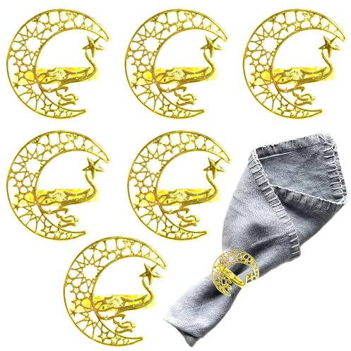 Serviettenringe Gold, 6STK Elegante Metall Serviettenring Serviettenschnallen Blätter, Serviettenring Gold für Ramadan Deko Hochzeitsfeier Abendessen Jubiläum Tischdekoration