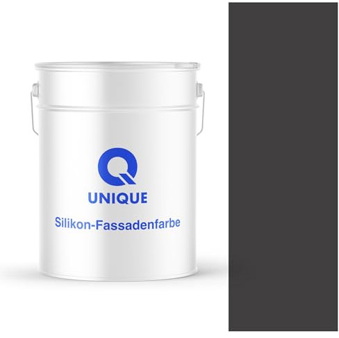 Q UNIQUE Fassadenfarbe Schwarz 10L – Silikonharz-Außenfarbe, Wetterfest, Selbstreinigend, Hohe Deckkraft, UV-Beständig, Für WDVS, Beton & Mineralische Untergründe