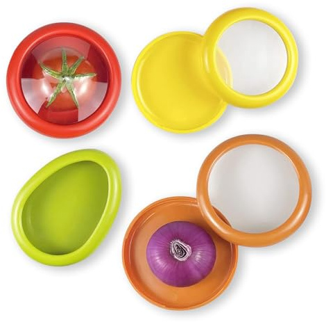 LYLHZRMDGC Set of 4 Fresh Food Containers,fresh pod, Reusable Silicone Storage Pods for Avocado, Onions, Tomatoes, Garlic – Anti-Oxidation for Fridge, Send Goods from Local Warehouse
