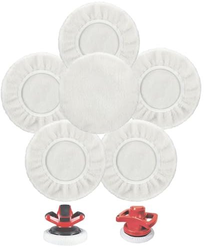 behone 6er Set Lammwoll-Polierhauben,für Einhell Akku-Autopoliermaschinen CE-CB 18/254 Li, CC-PO 90,für 220-250mm Poliermaschinen,Perfekt für Autolackpflege,Metallpolitur,Nachhaltig Wiederverwendbar