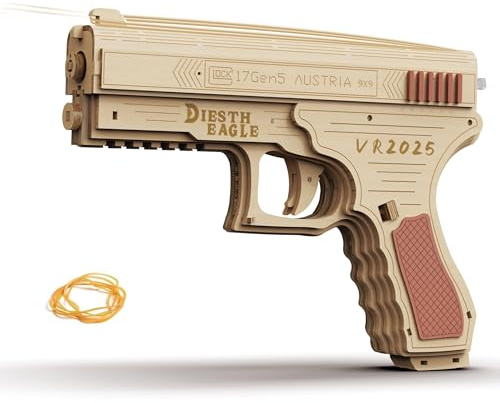 3D Holzpuzzles für Erwachsene, Holz Gummiband Pistole, 3D Woodens Puzzle Gun DIY Modellbau Kits für Erwachsene, Montagezeit 6H, Kreativ für Erwachsene