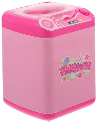 Abaodam Mini Lavadora de Juguete Rosa para Niña Simulación sin Batería Aparato Eléctrico Portátil para Infantil Lavadora de Imitación para Niñas