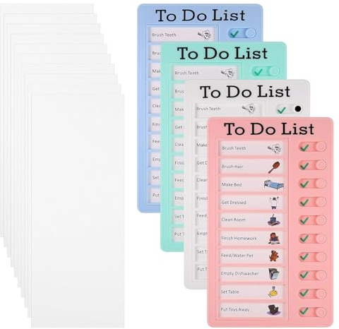 4 Stück Do-Listen-Checklistenbretter, abnehmbare Aufgabendiagramm-Memoboards, DIY-Checklistenbrett mit 10 leeren Blättern, wiederverwendbar, für Zuhause, Büro, Reisen, Unisex
