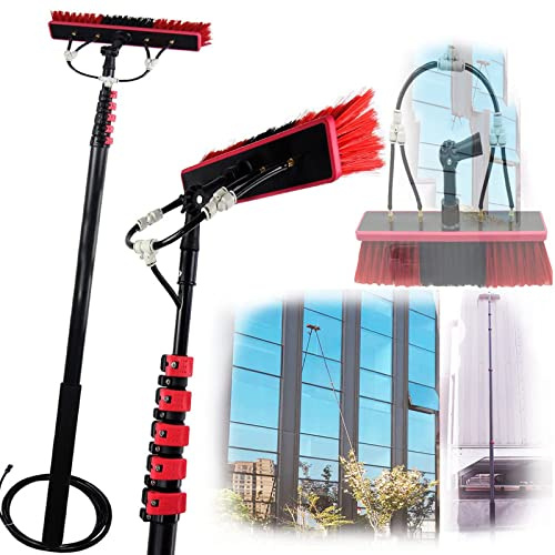 Generico Kit Spazzola telescopica per la Pulizia dei vetri - Pulitore per Pannelli solari e vetri con Asta alimentata ad Acqua, Ideale per Una Pulizia efficiente di finestre e Pannelli fotovoltaici