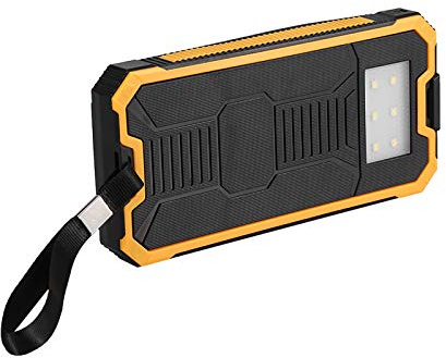 Yechiry Tragbare 20000-mAh-Schnelllade-Dual-USB-Mobile-Powerbank-Hülle für Sportreisen mit Solarpanel für Grau (Yellow)