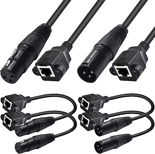 HAAMNING7 XLR 3pin auf RJ45 Buchse Adapterkabel, RJ45 Netzwerkanschluss auf XLR Stecker, Adapterkabel für DMX-CON-Controller (4er-Pack, 30cm)