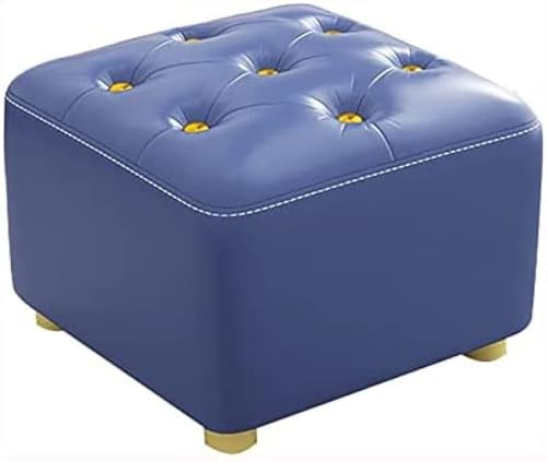 Ottomane aus Leder mit goldenem Knopf – kompakter Wohnzimmerhocker für Couch