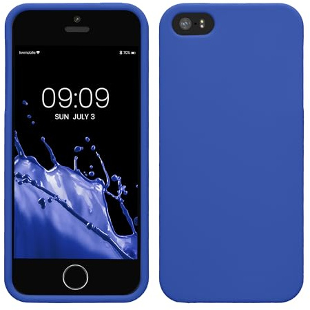 kwmobile Hülle für Apple iPhone SE (1.Gen 2016) / iPhone 5 / iPhone 5S TPU Case - Handyhülle unterstützt kabelloses Laden, Flexible Schutzhülle, gummiertes Cover in Baltik Blau