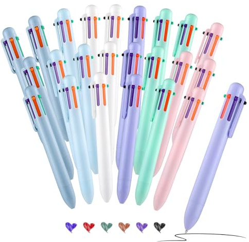Yoosso 24 Stück Kugelschreiber Mehrfarbig 6 in 1, Geschenke Zur Einschulung | Kugelschreiber mit 0,7 mm Mine für Glattes, als Geschenk für Studierende und Büro und zum Zeichnen
