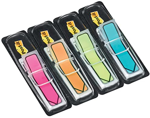 Post-it Index Arrow Flags - 4 Dispensers 24 Flags of Each Colour 11.9 mm x 43.2 mm - To Mark, Highlight or Colour Code Important Information