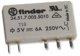 Finder Serie 34 – Mini Rele Leiterplatte 5 mm mit 5 VDC AgSno2 + AU