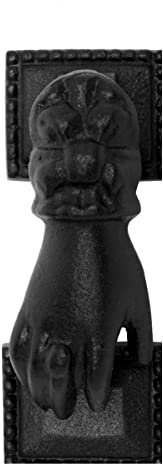 Schwarz Gusseisen Türklopfer Hand Fist rostfrei und Wetterfest Finish 4 in Hoch x 1–15/Rand Breit