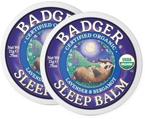 Badger Sleep Balm, Softens Skin whilst Soothing the Mind, For a Blissful Nights Sleep Rub on the Temples or Pulse Points, Lavender and Bergamot Scent with Added Essential Oils, 56g