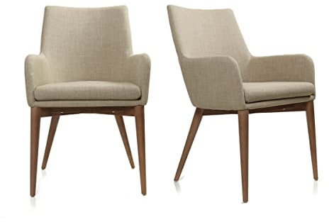 Miliboo 2er-Set Design-Sessel Polyester Beige Shana