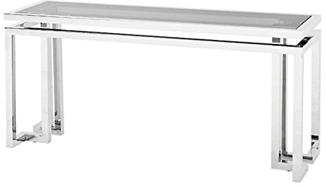 Casa Padrino Luxus Konsole Edelstahl/getöntes Glas 160 x 45 x H. 76 cm - Konsolen Tisch - Sekretär Konsole - Telefontisch - Hotel Möbel