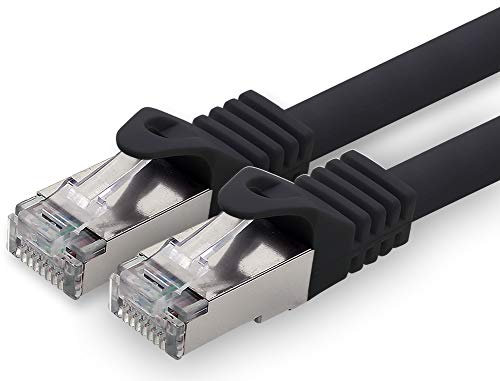0,5 m - noir - 1 pièce câble réseau CAT.7 câble patch SFTP PIMF LSZH câble Gigabit Lan 10Gb s câble brut cat7 avec connecteur RJ45 Cat6a compatible avec CAT5 CAT6 cat7 cat8