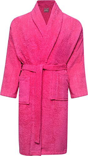 Adore Home 100% Cotton Terry Towelling Shawl Collar Bathrobe - Small, Pink