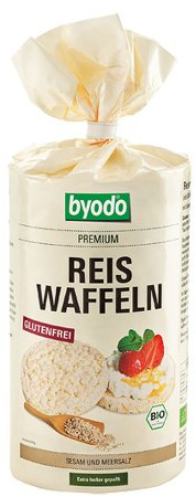 Bio Reiswaffeln mit Sesam 100g - Byodo | Vegan & Glutenfrei | Leicht-nussiger Geschmack | Lange Haltbarkeit | Schonend aufgepufft | Ideal für Snacks & Salate