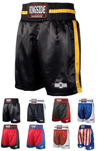 Ringside Pro-Style Boxing Trunks, Black/Gold, Youth Medium