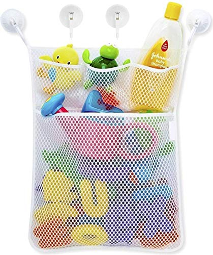 iLoveCos Organizers for Bathroom Baby Bath Bathtub Toy Holder Storage Net Mesh Bag Organizer with 4 Removable Suction Cups
