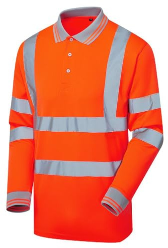 Expert Workwear Hi Vis Viz Polo T Shirt High Visibility Safety Security Breathable Work Top Button T-Shirt Lightweight Double Tape - Short & Long Sleeve