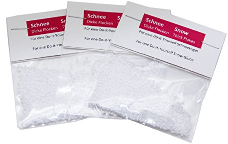 3 x 3 g grober Schnee für Schneekugel zum Basteln für DIY Bastelset | Schüttelkugel selbermachen | Individuelle Schneekugel | 40023