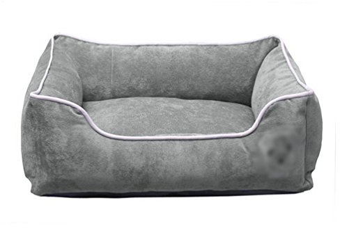 LvRao Hundebett, Katzenbett Corduroy Haustier Haus Rechteckig Hundekissen, Hundesofa, Tragbar Hundekorb - Für alle Jahreszeiten - (Hell Grau, M: 50 * 40 * 17cm)