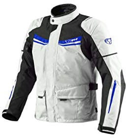 Jet Blouson Veste Moto Homme Imperméable Avec Armure Textile Aquatex (Blanc Bleu, L (EU 50-52))