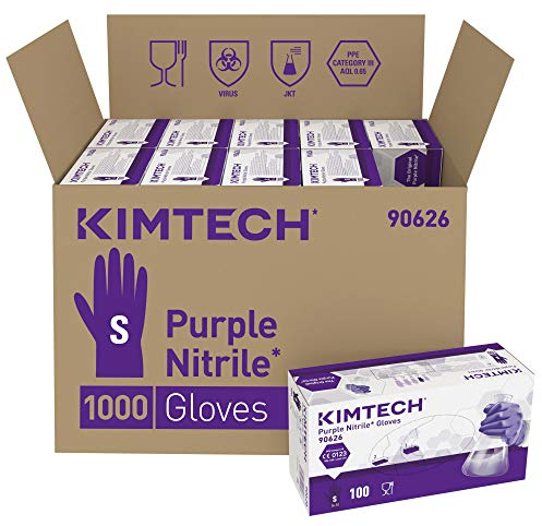 Kimtech 90626 Purple Nitrile Ambidextrous Gloves, S, Purple, 10 x 100 (1,000 gloves)