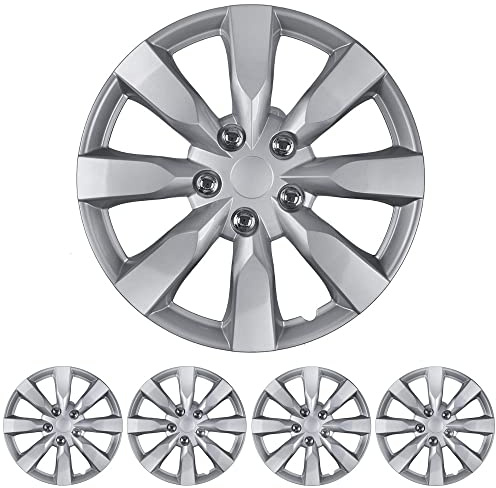 BDK (4-Pack) Premium 16 Wheel Rim Cover Hubcaps OEM Style Replacement Snap On Car Truck SUV Hub Cap - 16 Inch Set, Abs,Steel, Acrylonitrile Butadiene Styrene