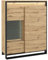 Mirjan24 Vitrine 2D1S Quant QA-06 mit LED-Beleuchtung, Vitrinenschrank mit 2 Türen und 6 Einlegeplatten Standvitrine Highboard Stauraumvitrine Wohnzimmer (Eiche Artisan/Eiche Artisan + Schwarz)