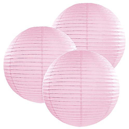 3 Stück Papierlaterne in Hellrosa 20cm Gartendeko