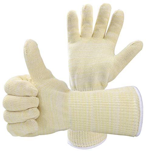 1 Par Guantes de Barbacoa Guantes de Soldadura Oven Gloves Resistencia Térmica hasta 800°C,Fibra de aramida Doble Resistente al Calor Guantes de Cocina Guantes, para Parrilla, Hornear, Cocinar