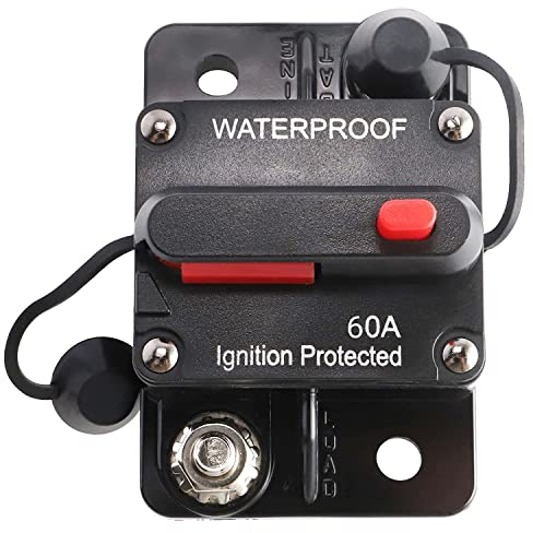 RED WOLF 60A Schutzschalter mit Manueller Reset Sicherungshalter Wasserdicht kfz Leistungsschalter für Auto Boot Wohnmobil LKW Audio Motor 12-48V DC Sicherungsautomat