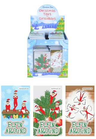 Henbrandt Elfin Around Mini-Weihnachts-Notizbücher für Kinder, Schreibwaren, freche Elfen, Klassenzimmer, Weihnachtsstrumpf, Tütenfüller, Partygeschenk, Adventskalender, Geschenk, 20 Stück
