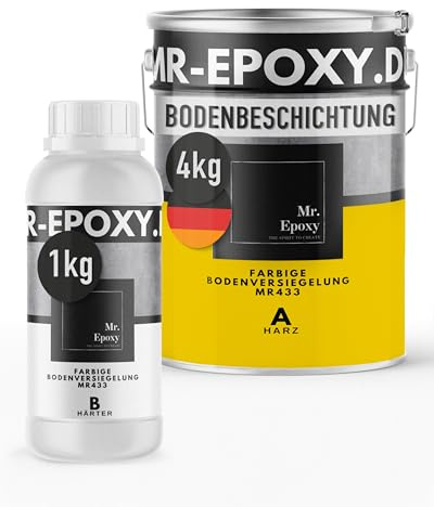 Mr. Epoxy Epoxidharz Bodenbeschichtung (5 kg, RAL 1023 Verkehrsgelb) | 2K Betonfarbe für Garagen, Keller & Werkstatt Boden - Flüssigkunststoff Epoxid Grundierung und Bodenversiegelung