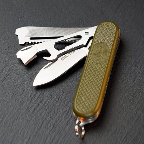 TS Knife Navaja de bolsillo del ejército español OD | Herramienta multifunción para aventuras de vida silvestre, campamentos, al aire libre, picnic, exploradores, campamentos