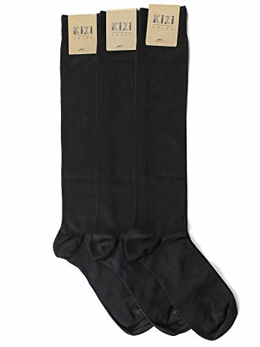 KIZI 6 Paia Calze Lunghe Uomo Filo di Scozia elasticizzate, calzini lunghi leggeri made in italy (43-46, 6 Paia Nero)