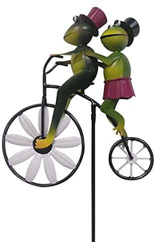 Tier Windmühle, Vintage Fahrrad Metall Wind Spinner, Außenstatue Windmühle Garten Handwerk Ornament für Outdoor Rasen Balkon Garten Deko (A)