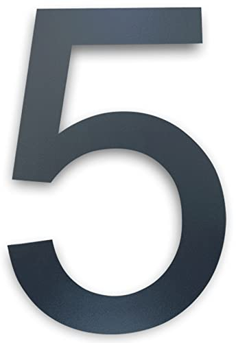 MOLVCE Numéro de Maison inox Hauteur: 20cm, moderne Plaque de Numéro de Maison Exterieur RAL 7016 anthracite, 2mm épaisseur, métal Numéro de Rue en acier inoxydable - Arial, numéro 5