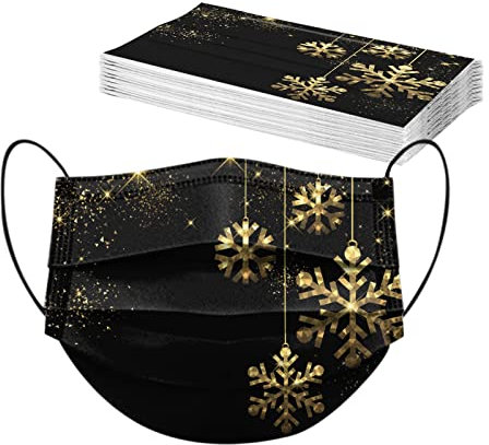 AMDOLE 10 Stück Einweg Mundschutz Erwachsene Weihnachtsmotiv Mund und Nasenschutz Halstuch Maske Weihnachtsmaske Mundschutz MNS Mund-Tuch Staubdicht Atmungsaktiv Bandana Schals für Männer Frauen