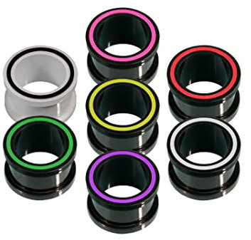 Fly Style 7 Farben Set Ohr-Tunnel aus flexiblem Silikon - weicher Piercing-Schmuck, Grösse:6 mm